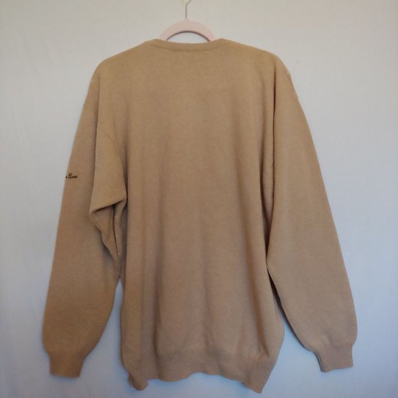 Peter Scott Camel and White Plaid Long Sleeve 100% lambs Wool Large - Picture 7 of 12